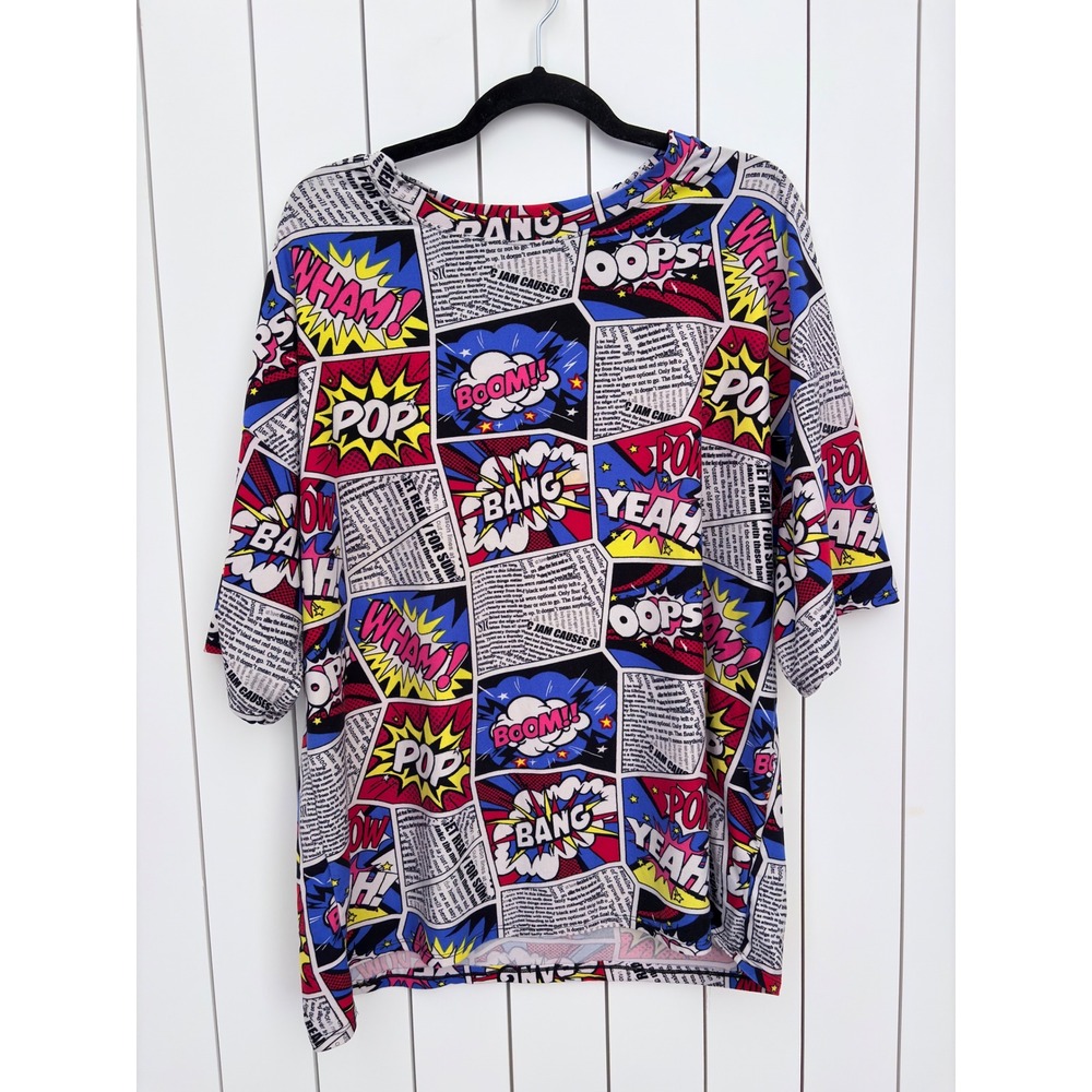 Pop Art Comiccore Top Comic Book Print Short Sleeve I Believe L Multicolor